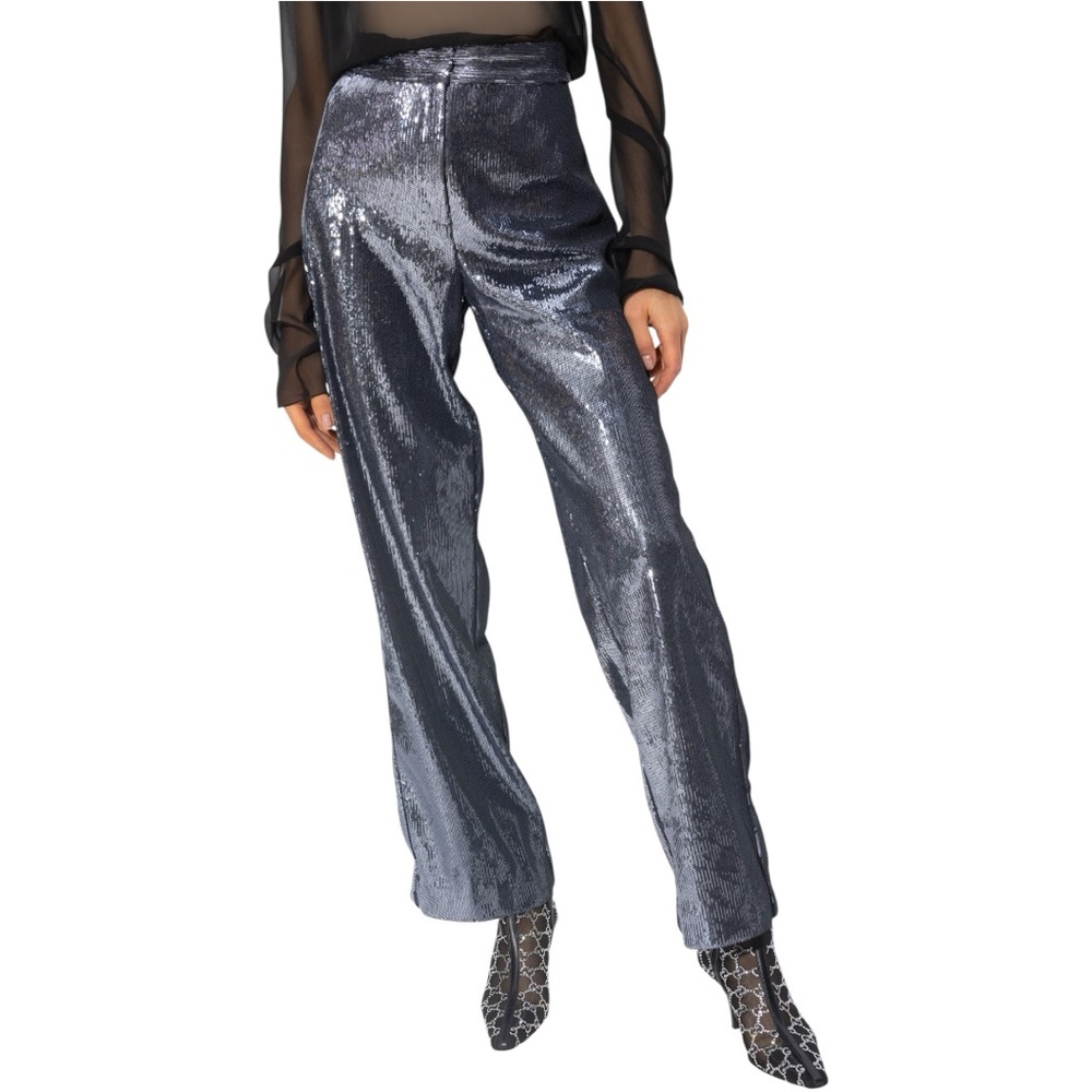 Samsoe Samsoe Sequin Trouser Pants in Turbulence